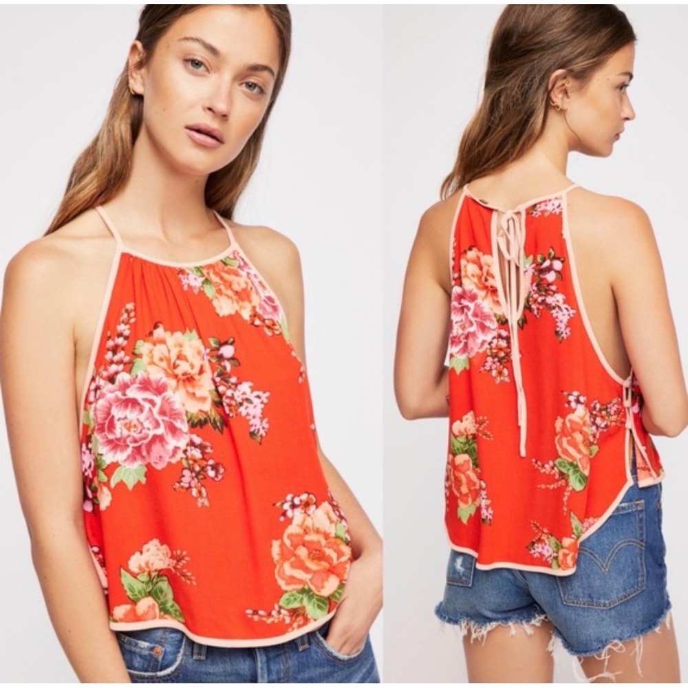 Free People XS Break Free crop‎ tank floral tropical boho